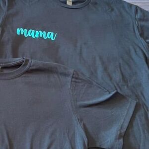 Gildan Black Short Sleeve Tee with Teal "mama" Script